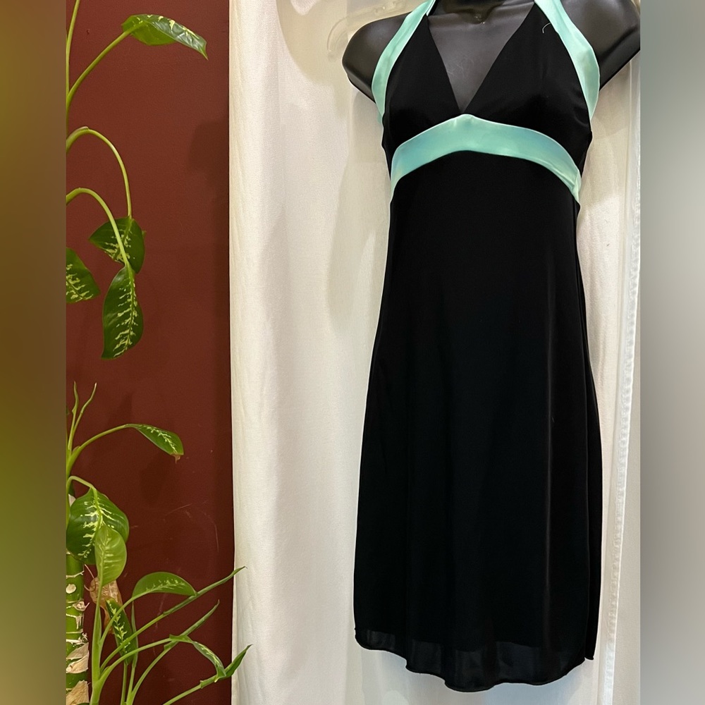 Twenty One Black and Mint Green Halter Dress Size Small